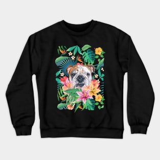 Tropical Red White English British Bulldog 1 Crewneck Sweatshirt